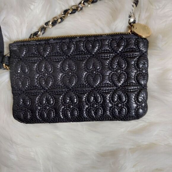 Deux lux quilted black wristlet clutch evening bag - Picture 2 of 10